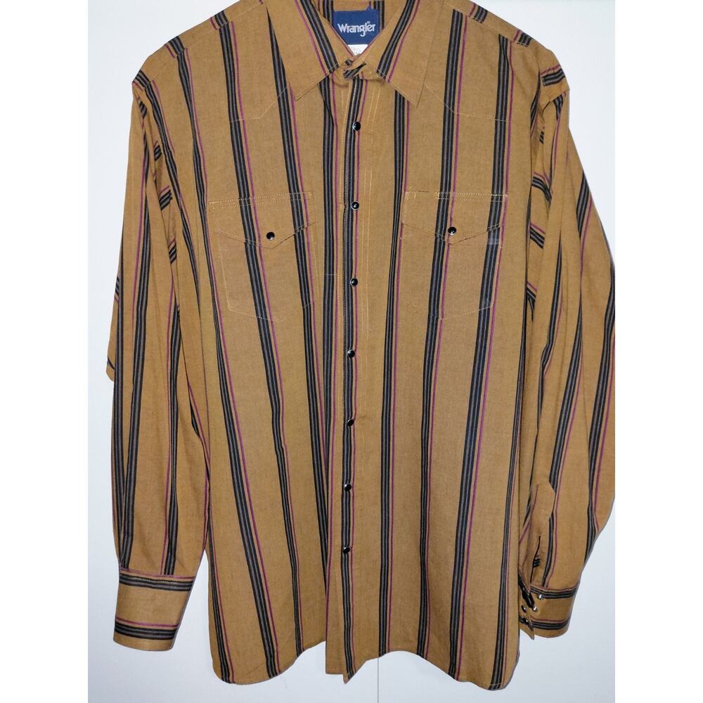 Vintage 90's Wrangler Long Sleeve Mens 2XT Striped Brushpopper Western Shirt